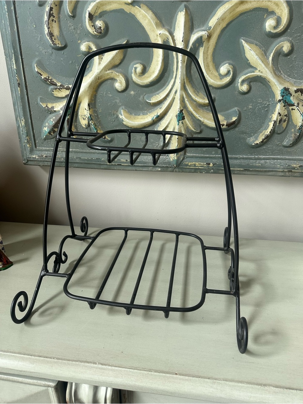 Longaberger Black Two-Tier Metal Serving Rack